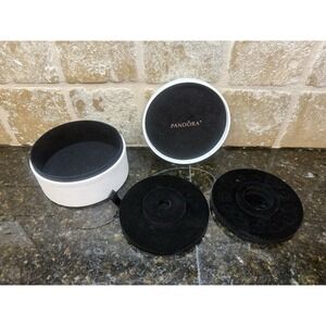 Pandora Round White Jewelry Box Storage Case Bracelet Charms 4.75" Inserts